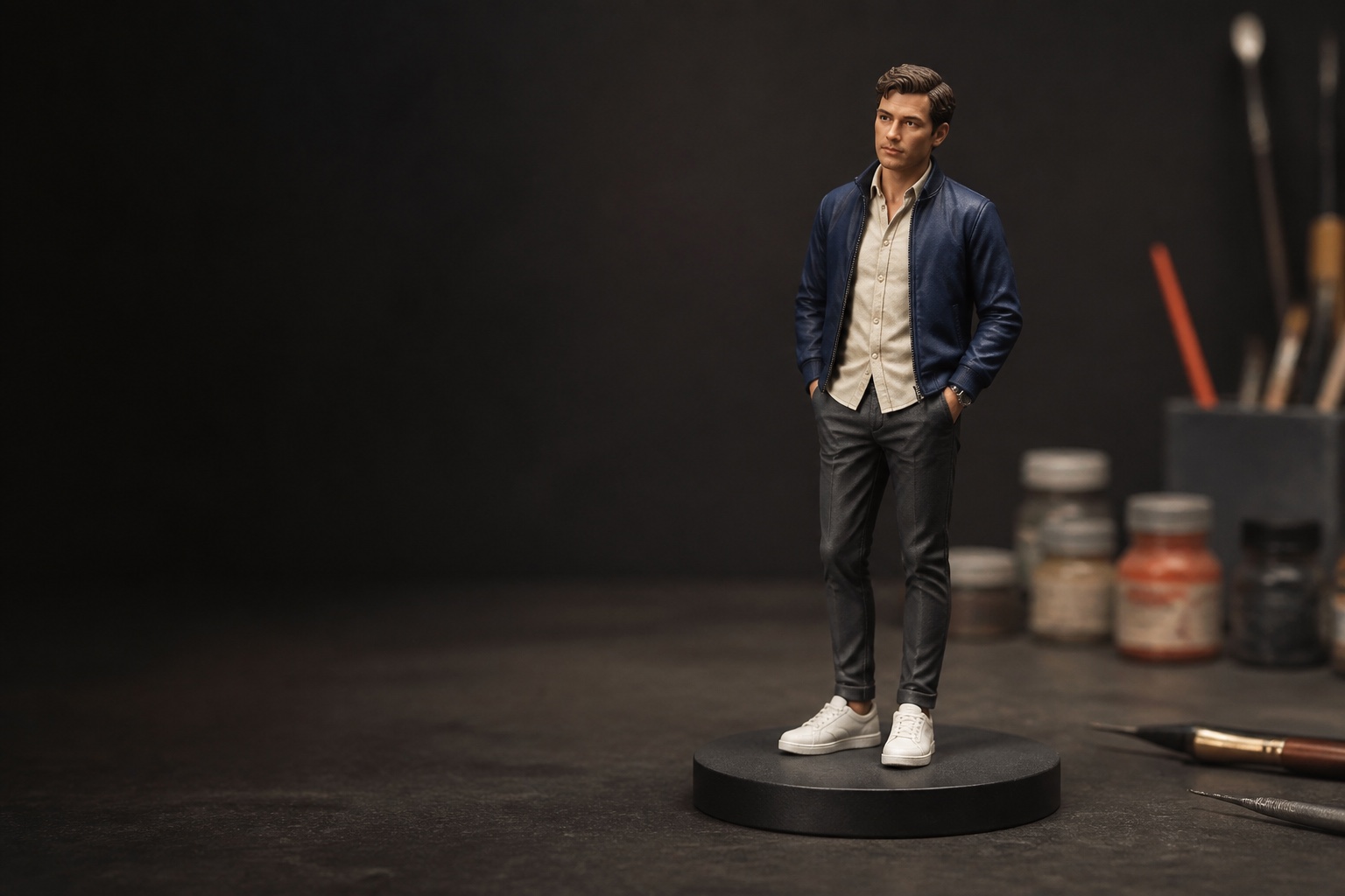 Highly customised realistic person miniature made from reference photos